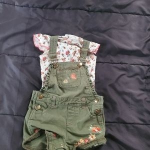 girl 24 month Little Lass short overalls and shirt